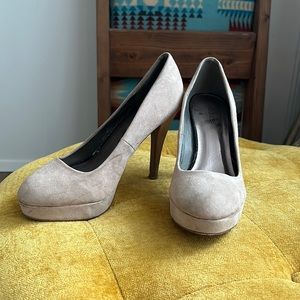 Nude suede heels